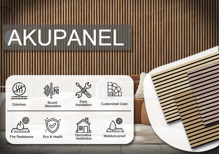 Acoustic Wood Slat Wall Panels Enhance Decor-1